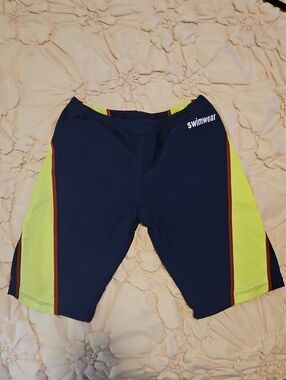 Boy's Navy & Neon Yellow Swim Jammers